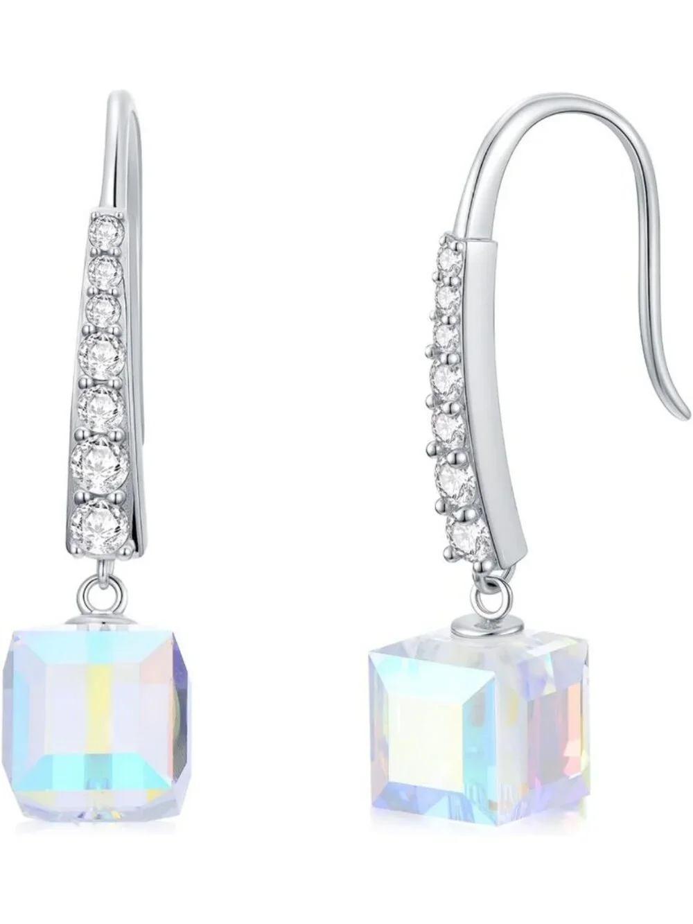 Dainty 925 Sterling Silver Drop Earrings - Baseball, Peace & Crystal Design
